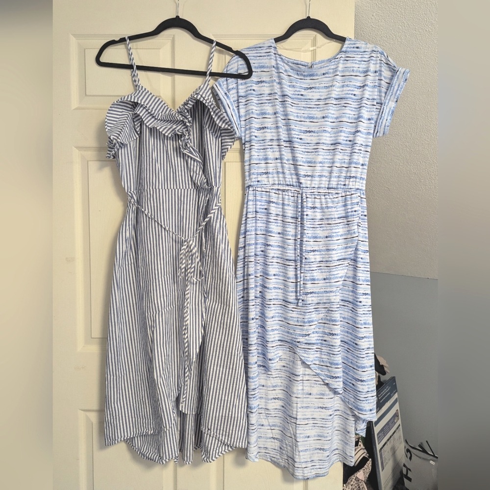 BUNDLE! Blue Dresses Longer Length Striped Wrap Tie Dye